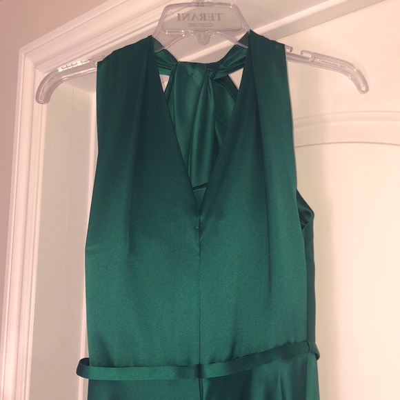 Terani Couture Emerald Satin Column Gown Size 2 - Picture 7 of 12